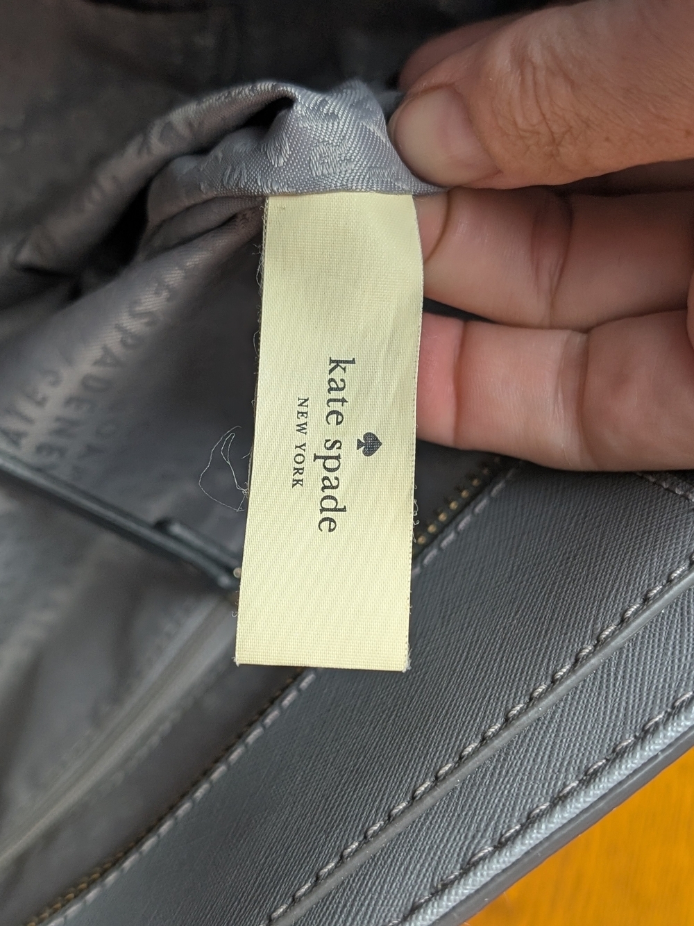Kate Spade New York Gray Haircalf & Leather Large Tote Bag Tassel Purse - Picture 10 of 16
